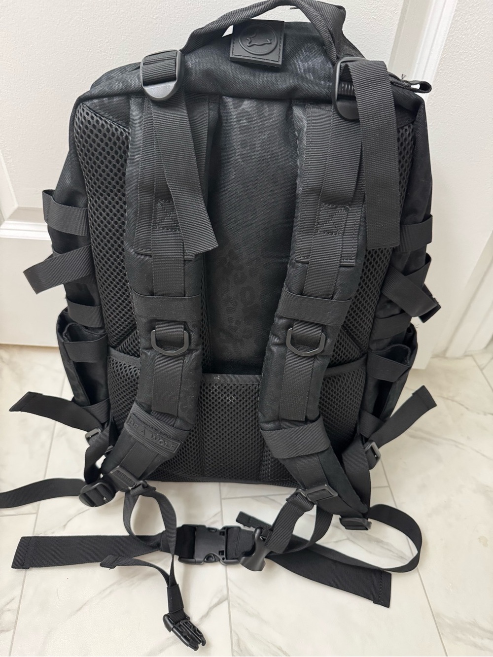 WOLF Black Tactical Backpack with Subtle Leopard Pattern - Picture 7 of 7